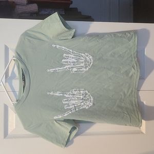 Skeleton hand crop top